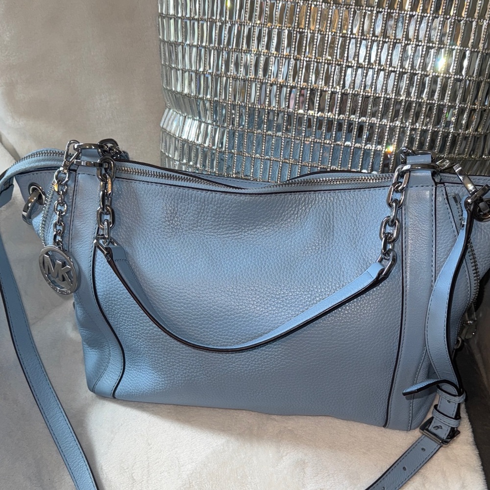 Michael Kors Slate Blue leather large  Shoulder Bag